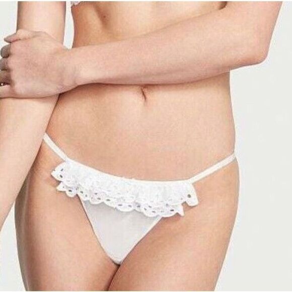 VICTORIA’S SECRET - NWT - L Sz L Dream Angels Sheer Eyelet-Trimmed String Bikini - Picture 11 of 14